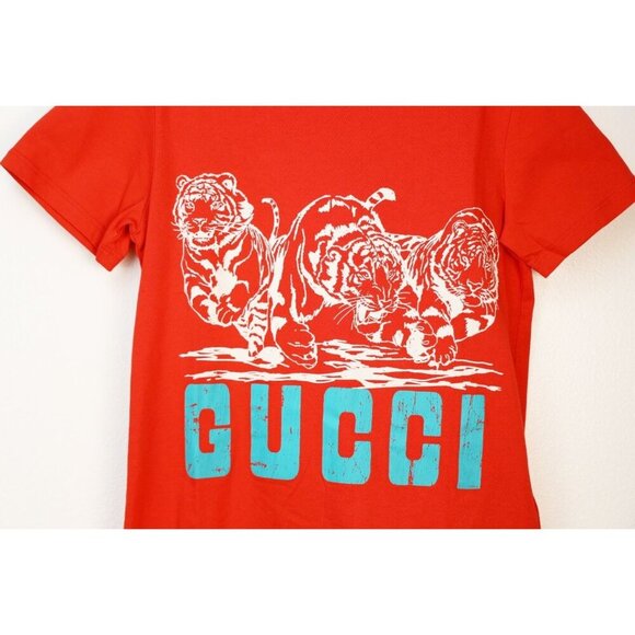 NWT Gucci Kids Logo T-shirt Tiger In Red Size 10 - Picture 3 of 10